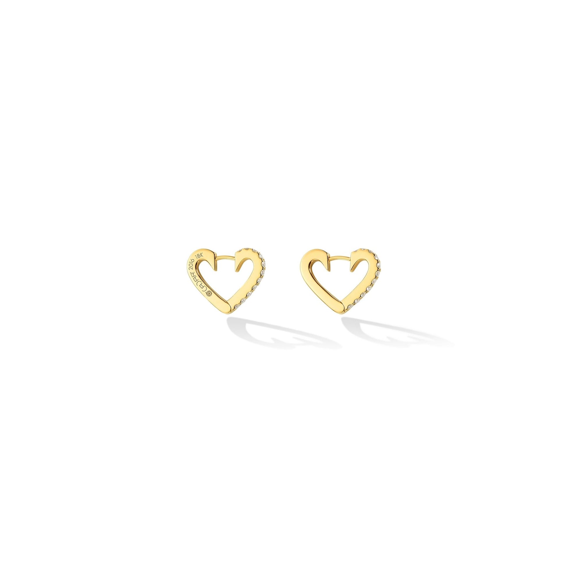 Small Yellow Gold Endless Hoop Earrings with White Diamonds - Cadar
