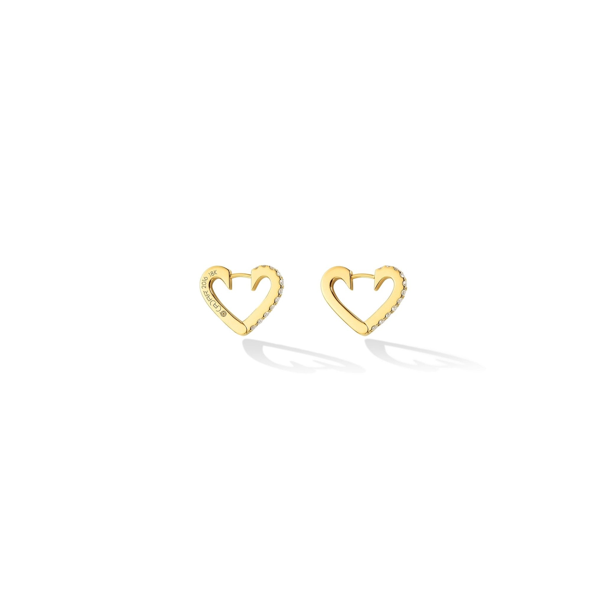 Small Yellow Gold Endless Hoop Earrings with White Diamonds - Cadar