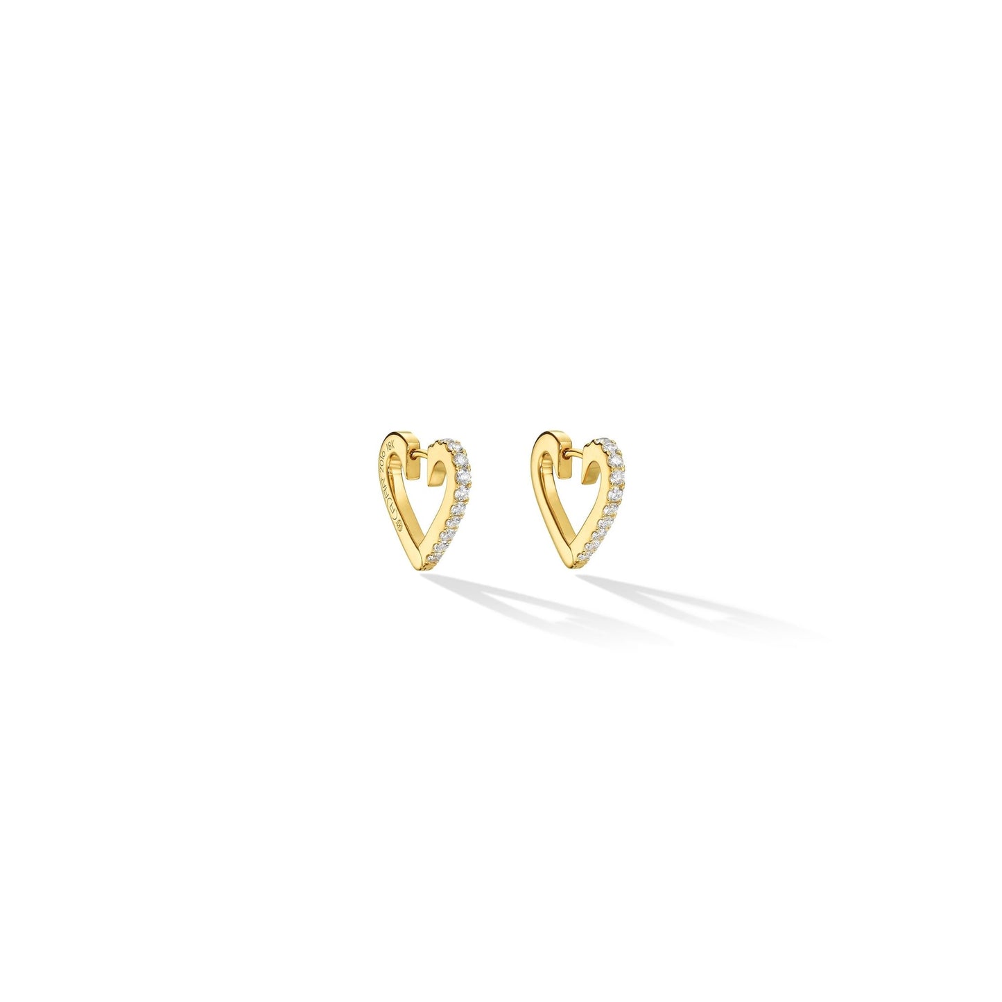 Small Yellow Gold Endless Hoop Earrings with White Diamonds - Cadar