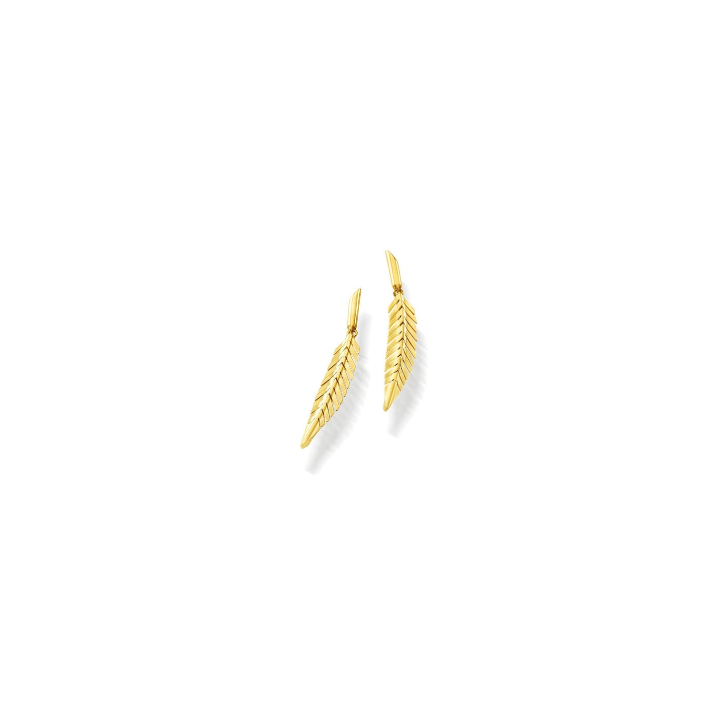 Small Yellow Gold Feather Earrings - Cadar