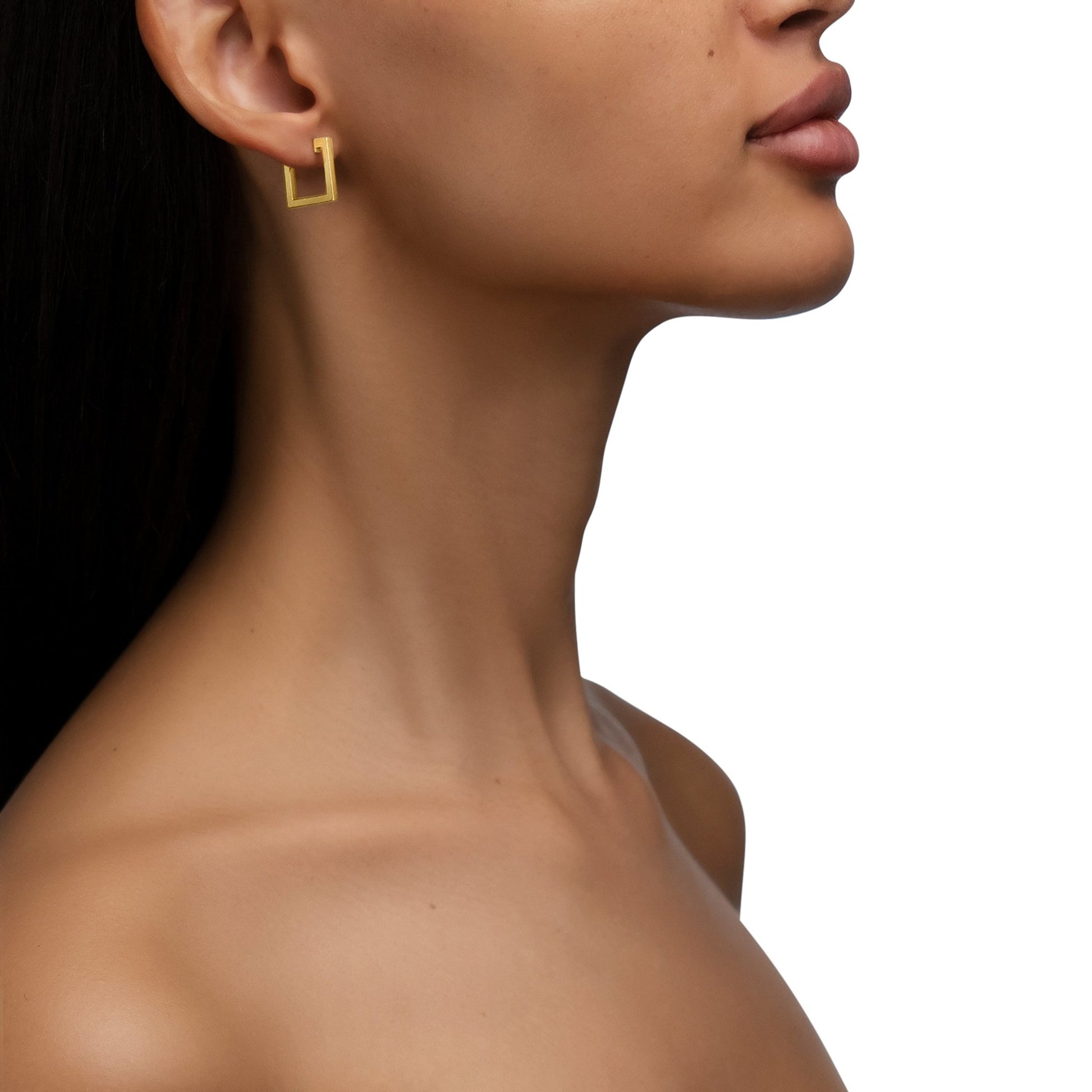 Small Yellow Gold Foundation Hoop Earrings - Cadar