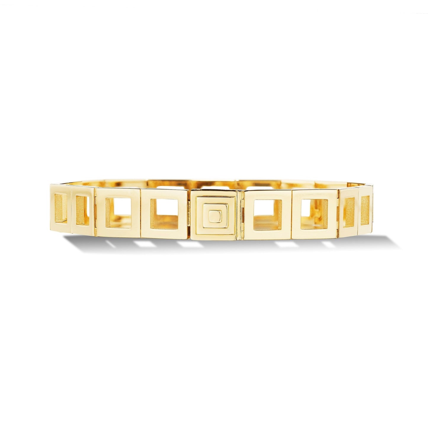 Small Yellow Gold Foundation Square Link Bracelet - Cadar