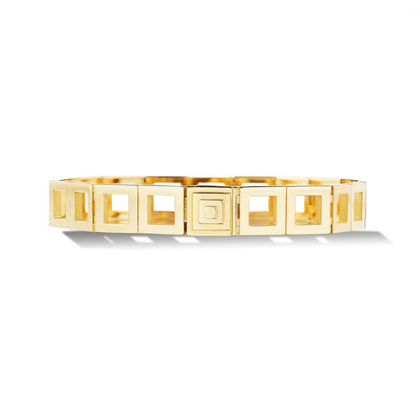 Thin 18K Gold Foundation Bracelet | Gold Square Link Bracelet | Cadar Medium
