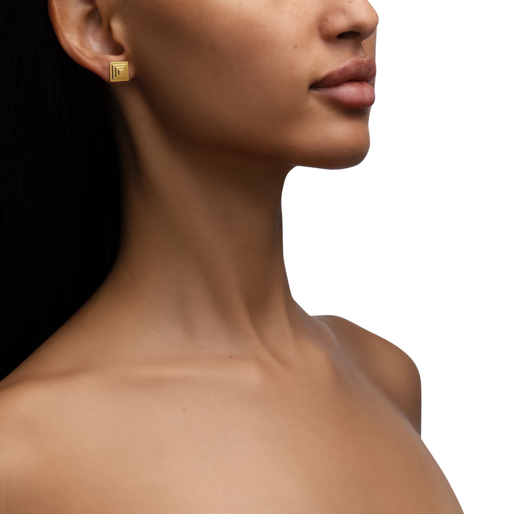 Small Yellow Gold Foundation Stud Earrings - Cadar