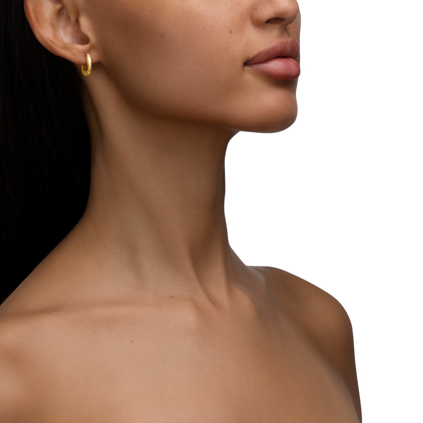 Small Yellow Gold Plain Hoop Earrings - Cadar