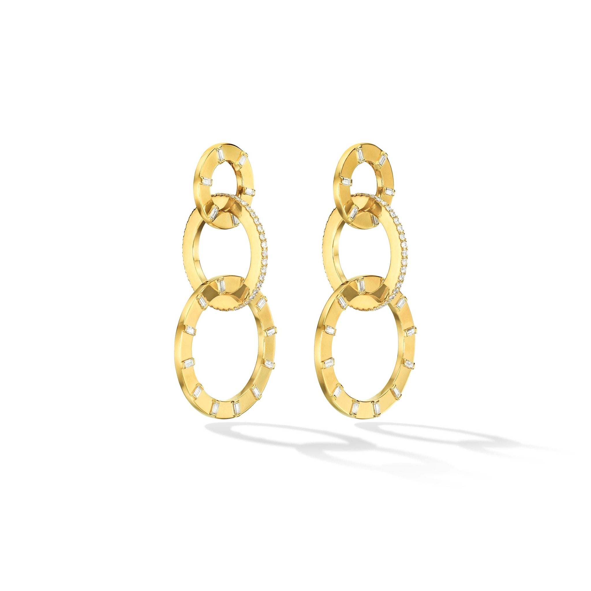 Small Yellow Gold Unity Earrings with White Diamonds - Cadar