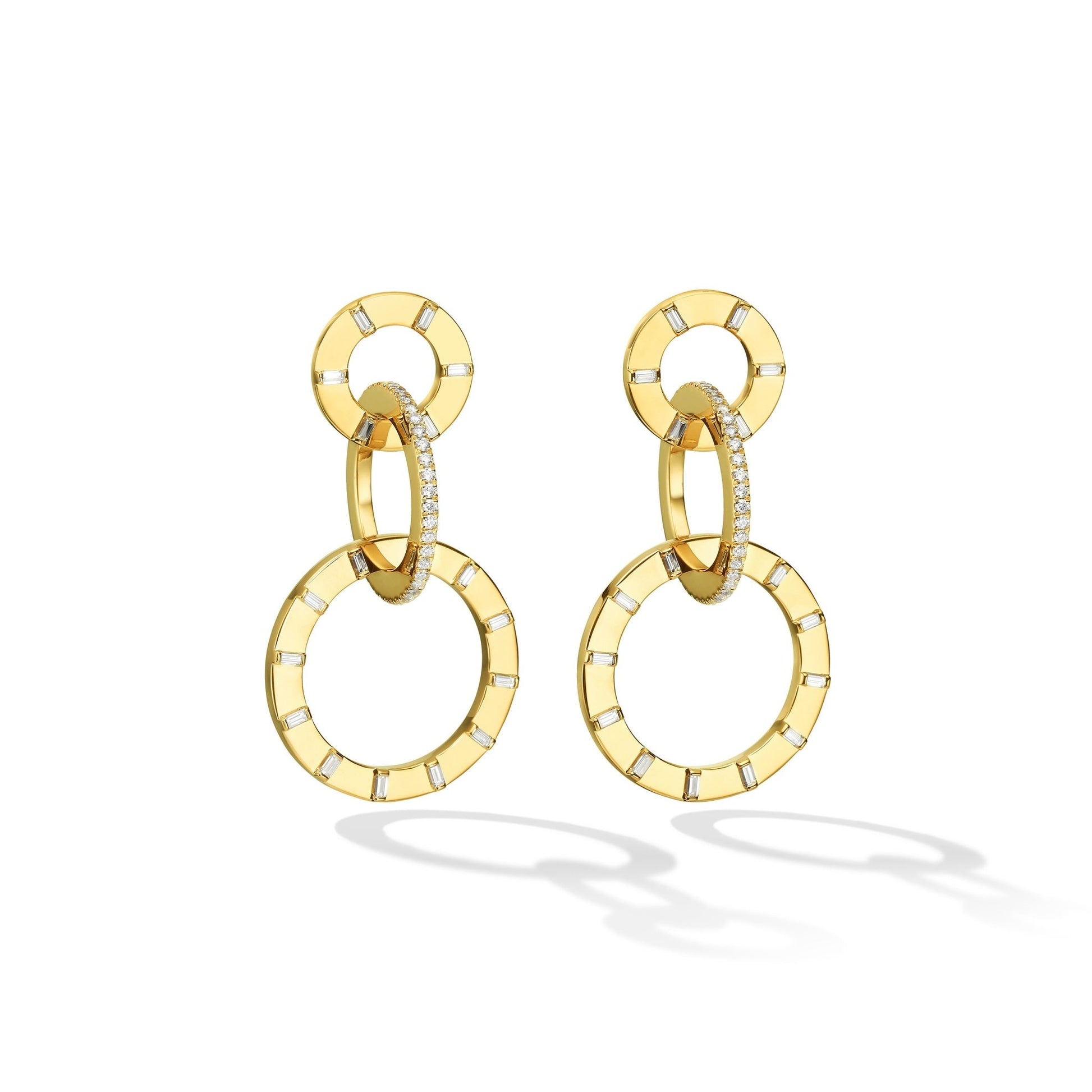 Small Yellow Gold Unity Earrings with White Diamonds - Cadar