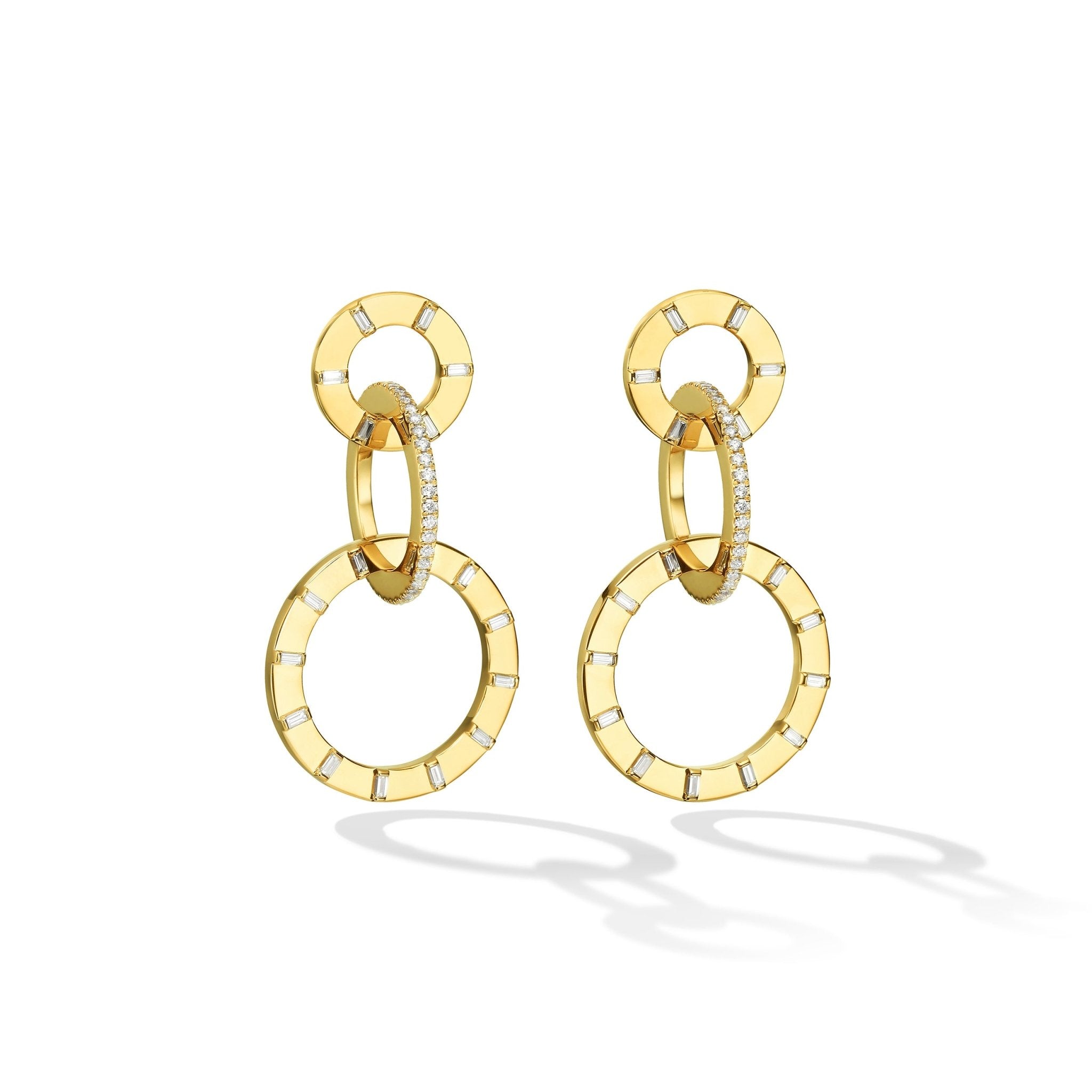 Small Yellow Gold Unity Earrings with White Diamonds - Cadar