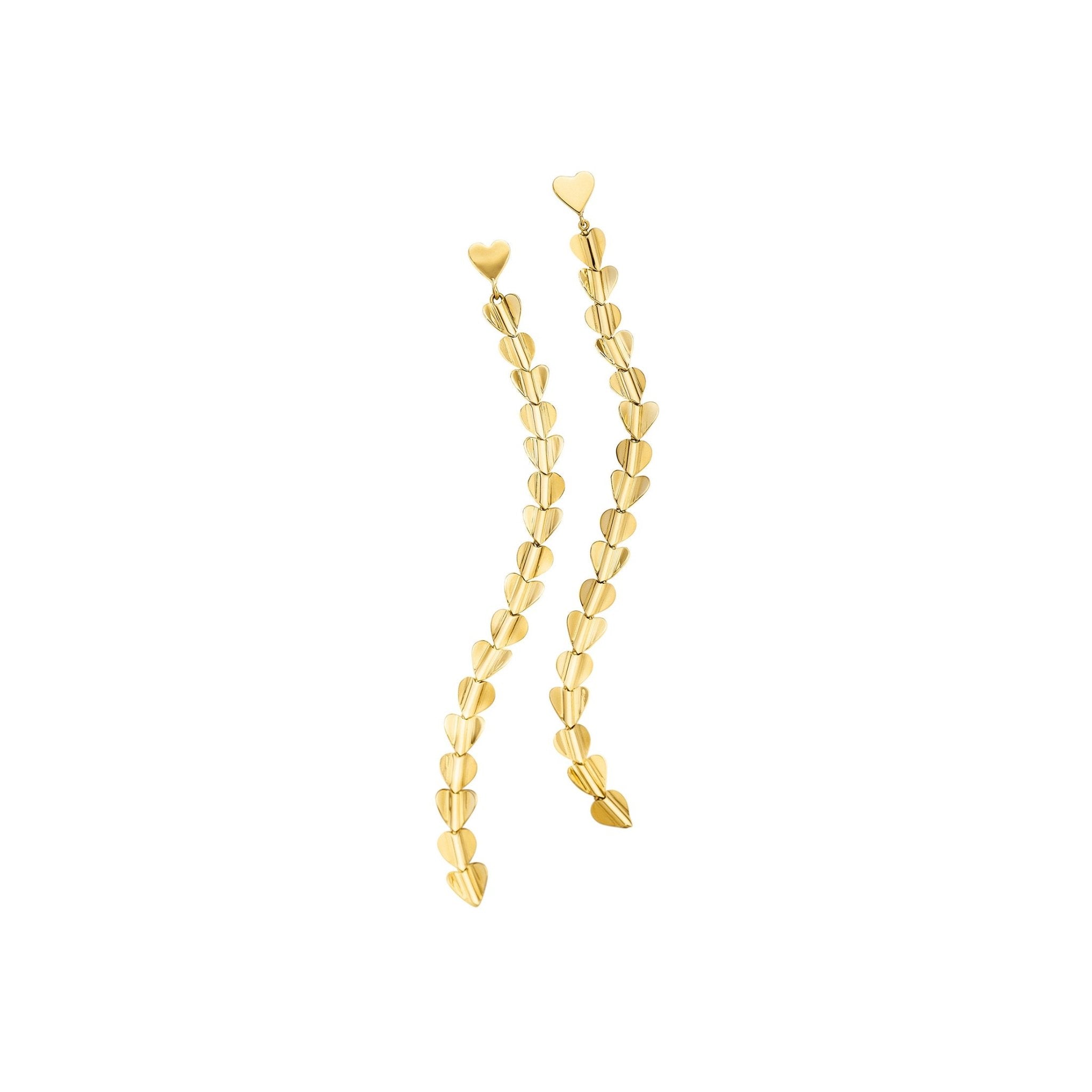 Small Yellow Gold Wings of Love Drop Earrings - Cadar