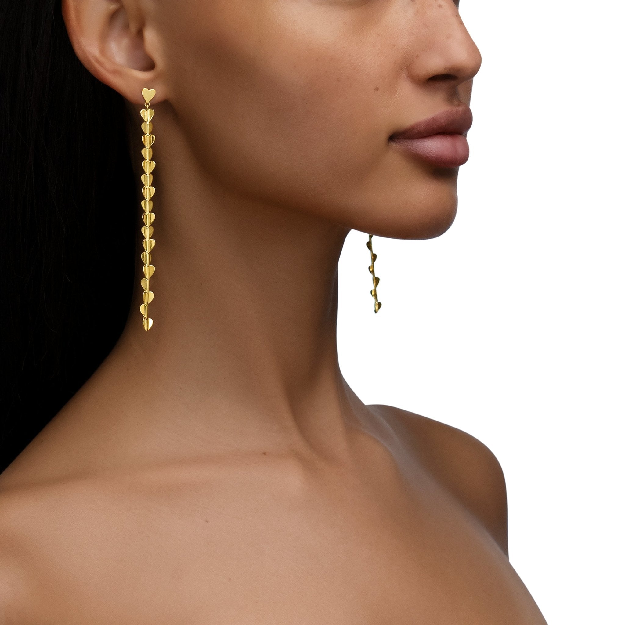 Small Yellow Gold Wings of Love Drop Earrings - Cadar