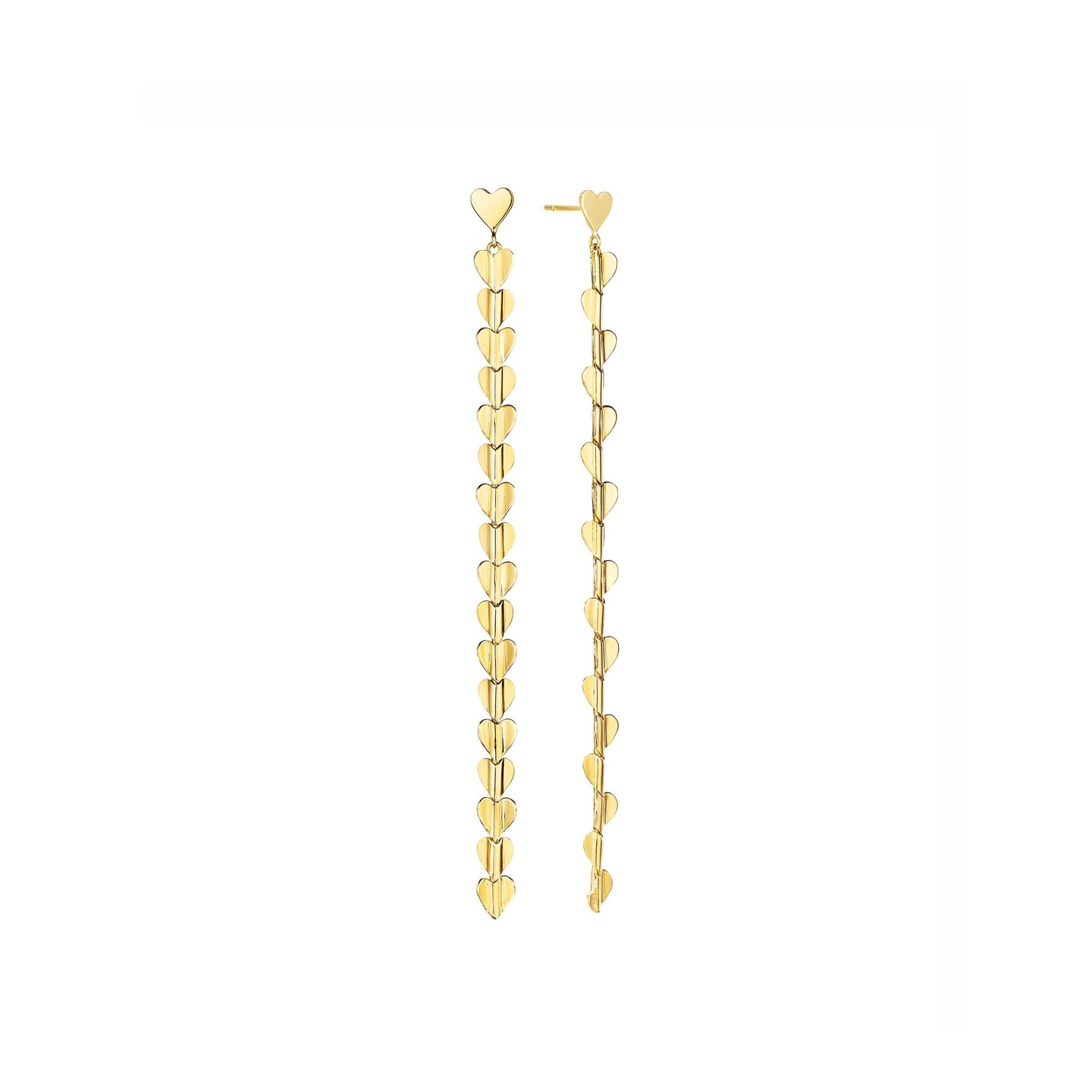 Small Yellow Gold Wings of Love Drop Earrings - Cadar