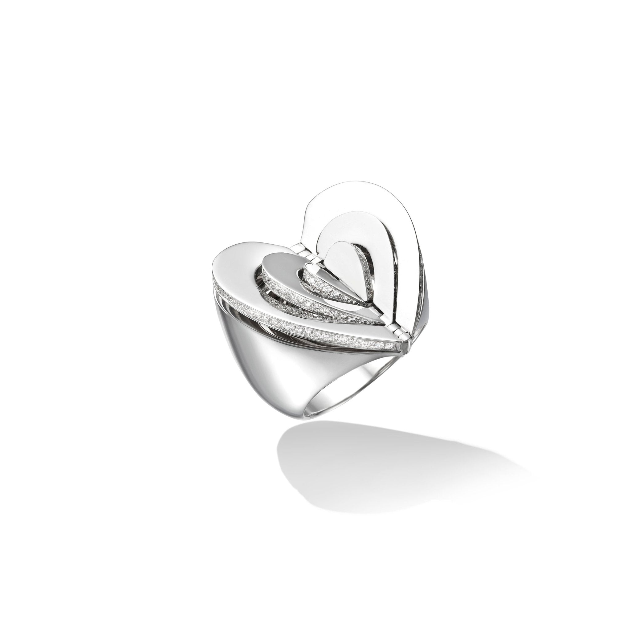 White Gold Endless Cocktail Ring with White Diamonds - Cadar