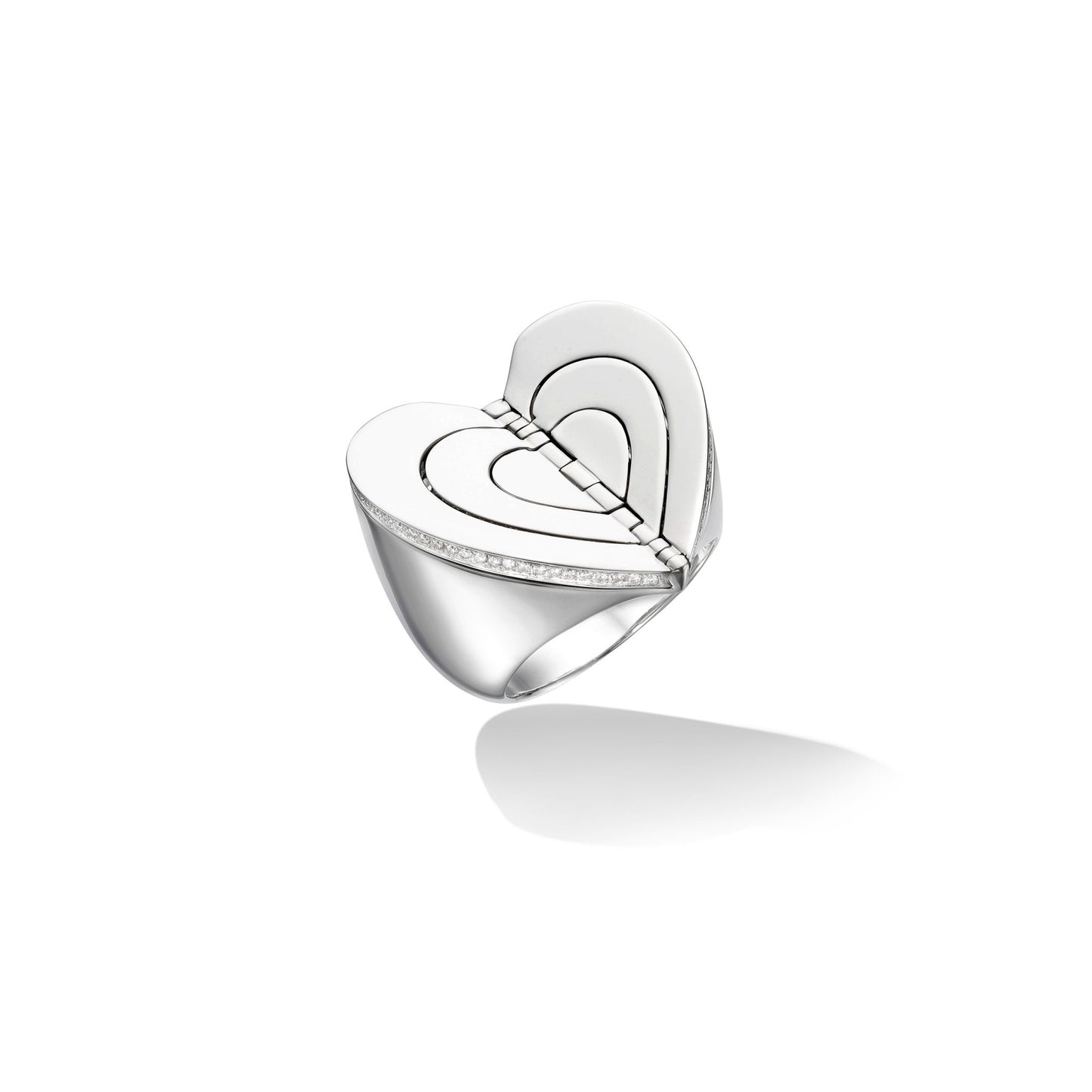 White Gold Endless Cocktail Ring with White Diamonds - Cadar