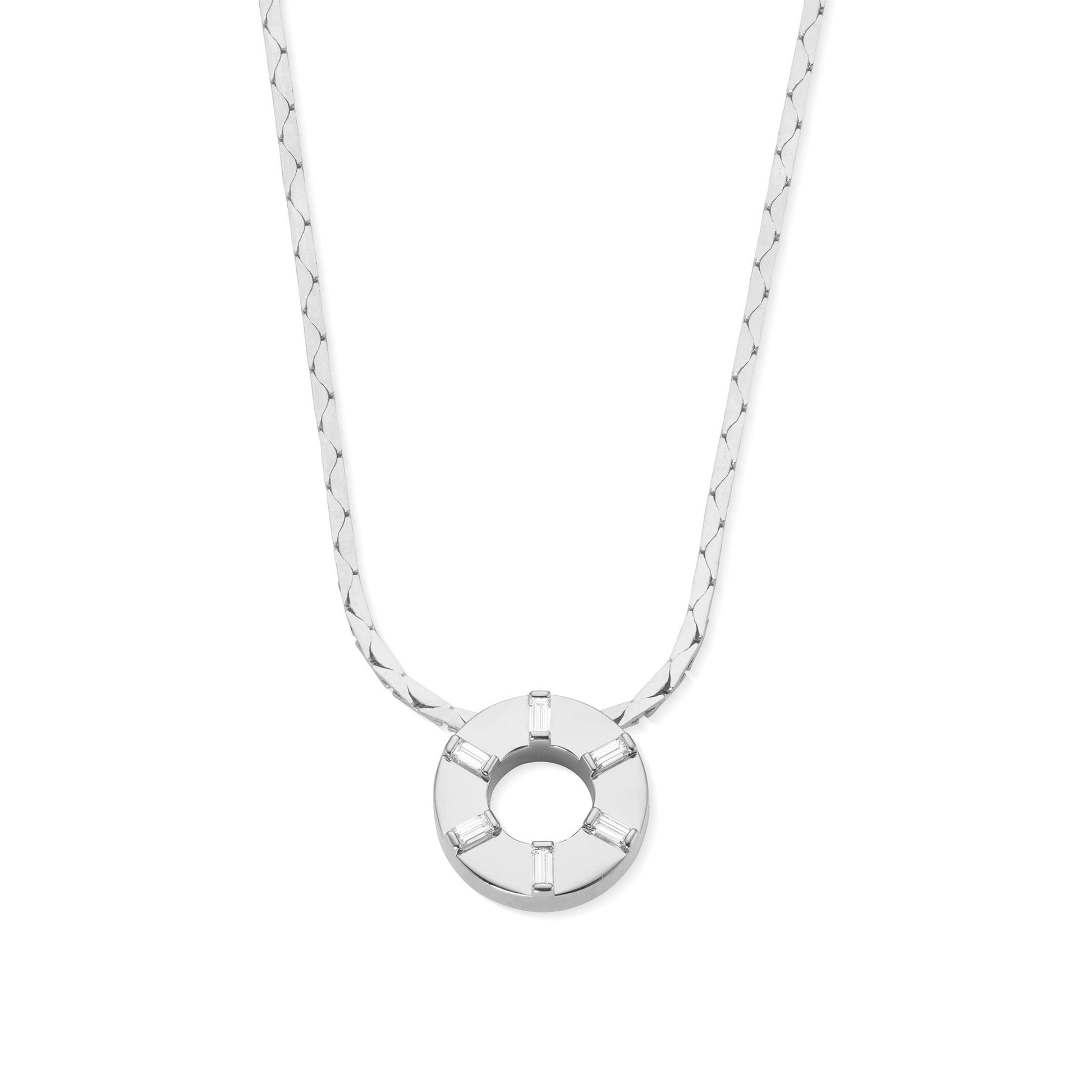 White Gold Prime Pendant Necklace with White Diamonds - Cadar
