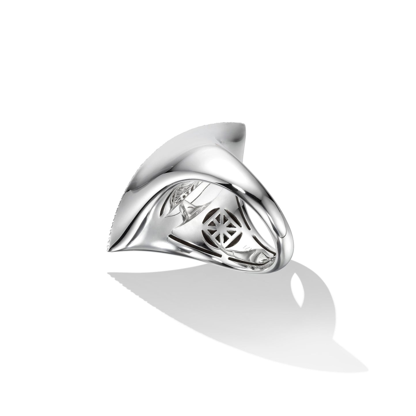 White Gold Reflections Cocktail Ring with White Diamonds - Cadar