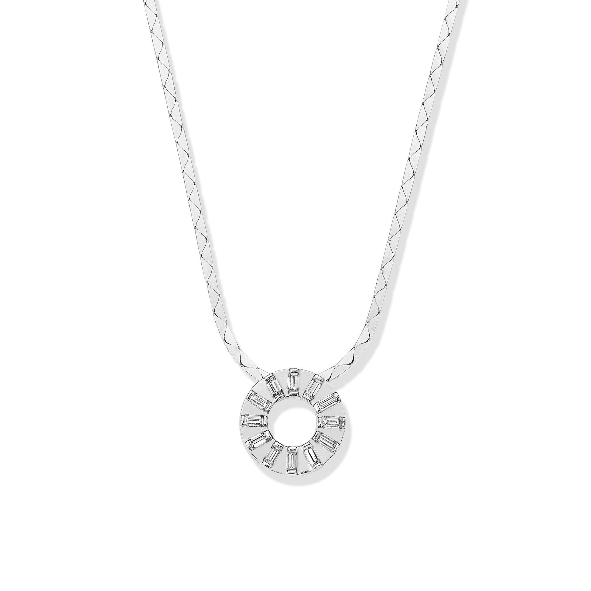White Gold Sole Pendant Necklace with White Diamonds - Cadar