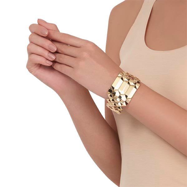 Wide Yellow Gold Python Bracelet - Cadar