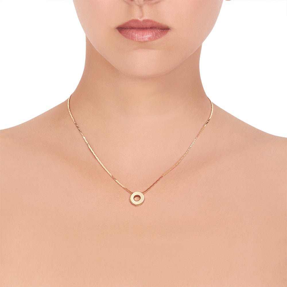 Yellow Gold Adjustable Length Solo Pendant Necklace with White Diamonds - Cadar