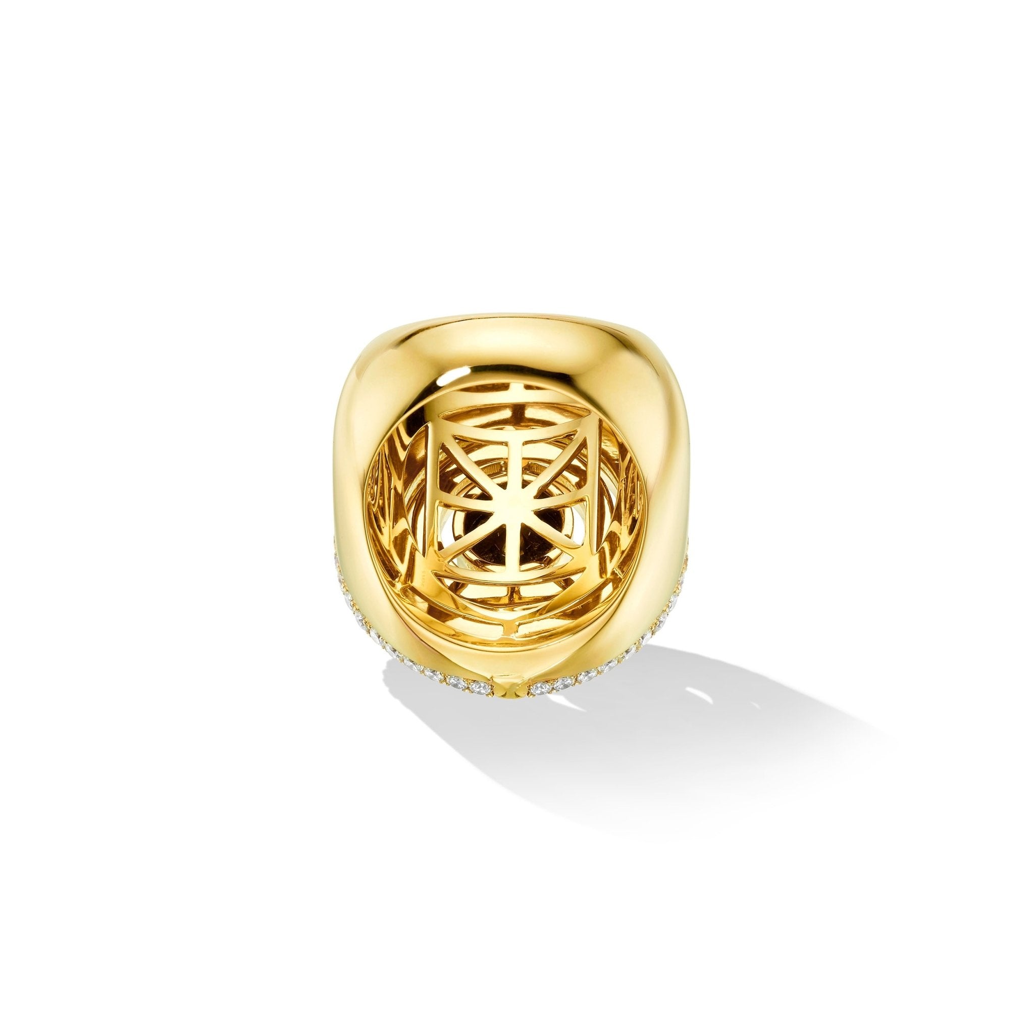 Yellow Gold Duality Cocktail Ring with Black and White Diamonds - Cadar