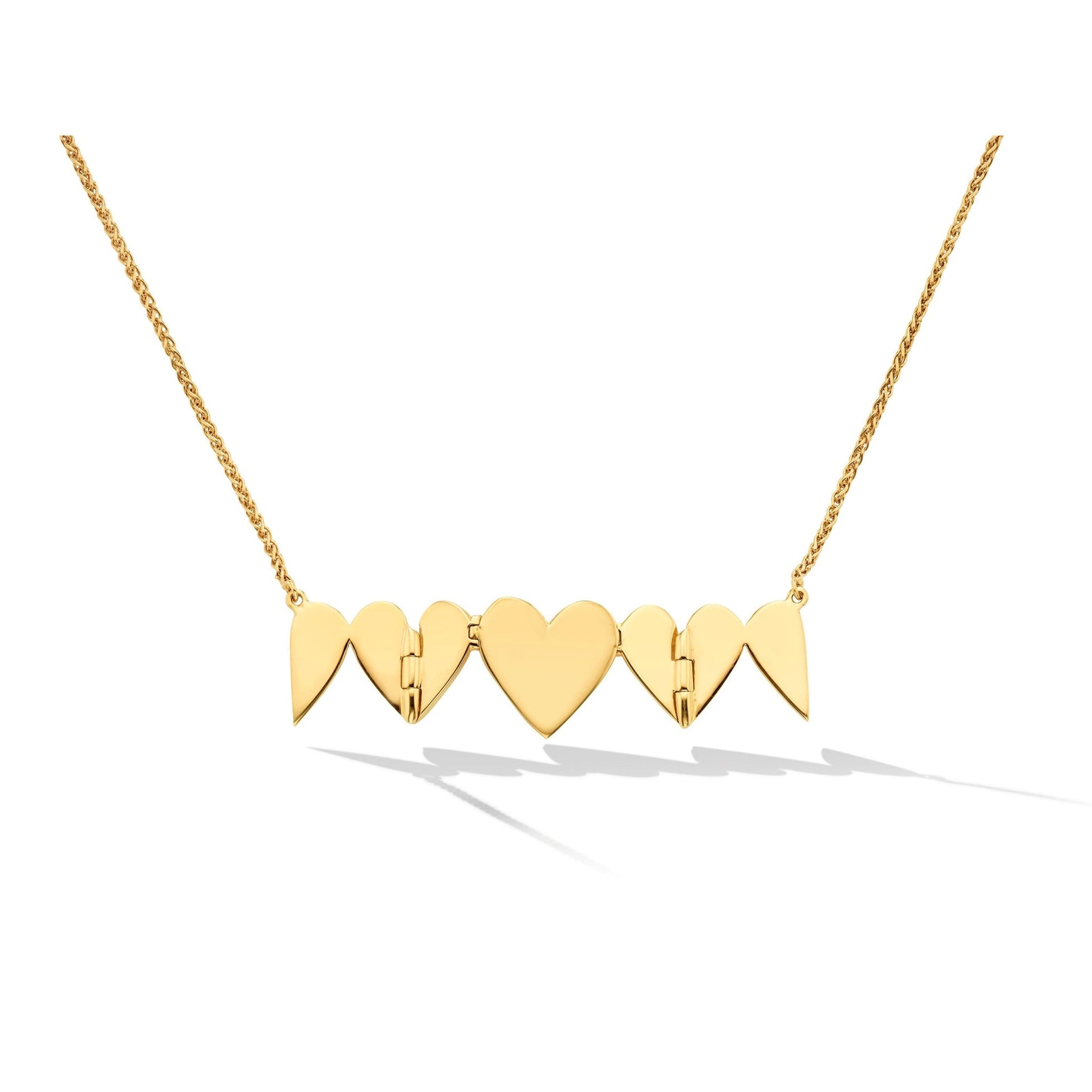 Yellow Gold Endless 3 Heart Necklace - Cadar