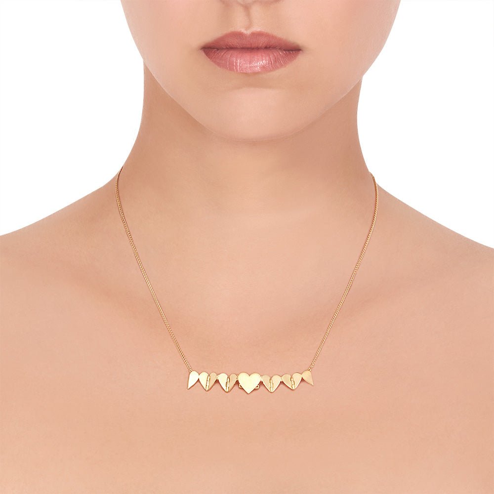 Yellow Gold Endless 5 Heart Necklace - Cadar