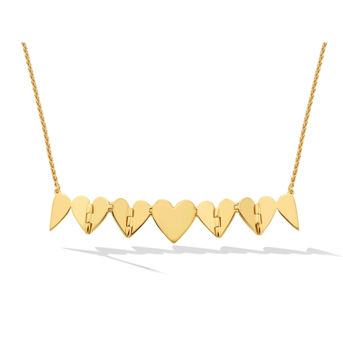 Yellow Gold Endless 5 Heart Necklace - Cadar