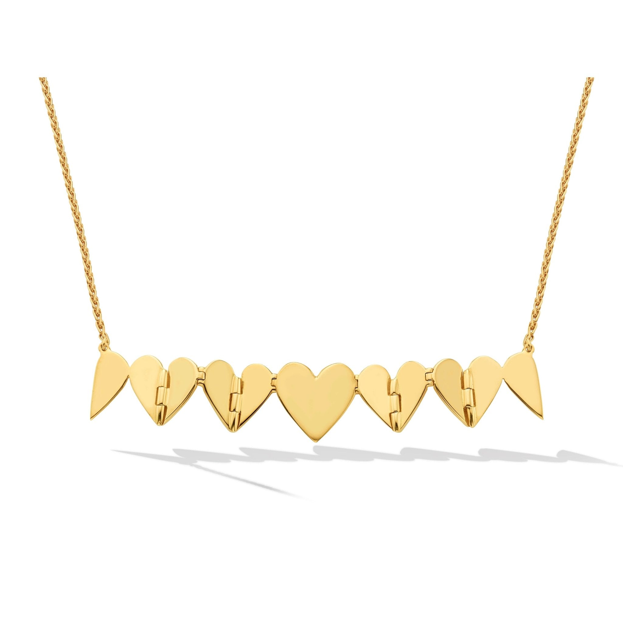 Yellow Gold Endless 5 Heart Necklace - Cadar