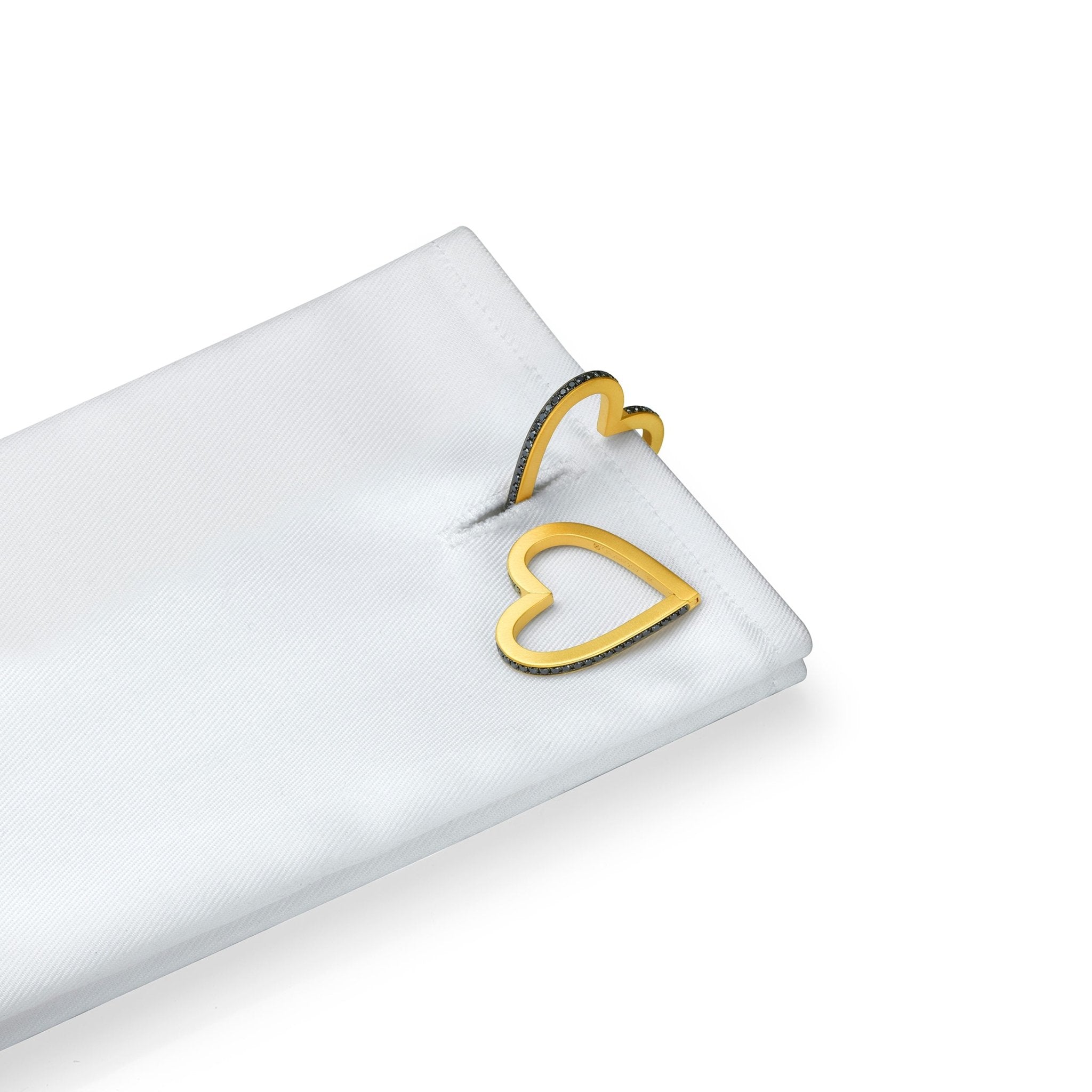 Yellow Gold Endless Cufflinks with Black Diamonds - Cadar