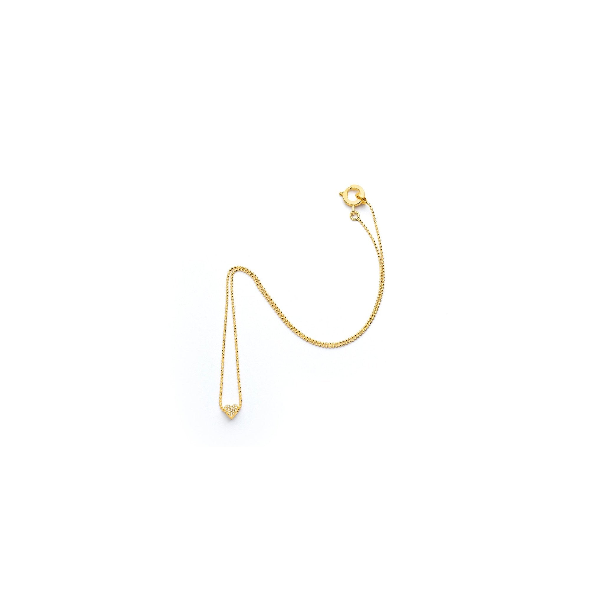 Yellow Gold Endless Heart Necklace with .08 carats White Diamonds - Cadar