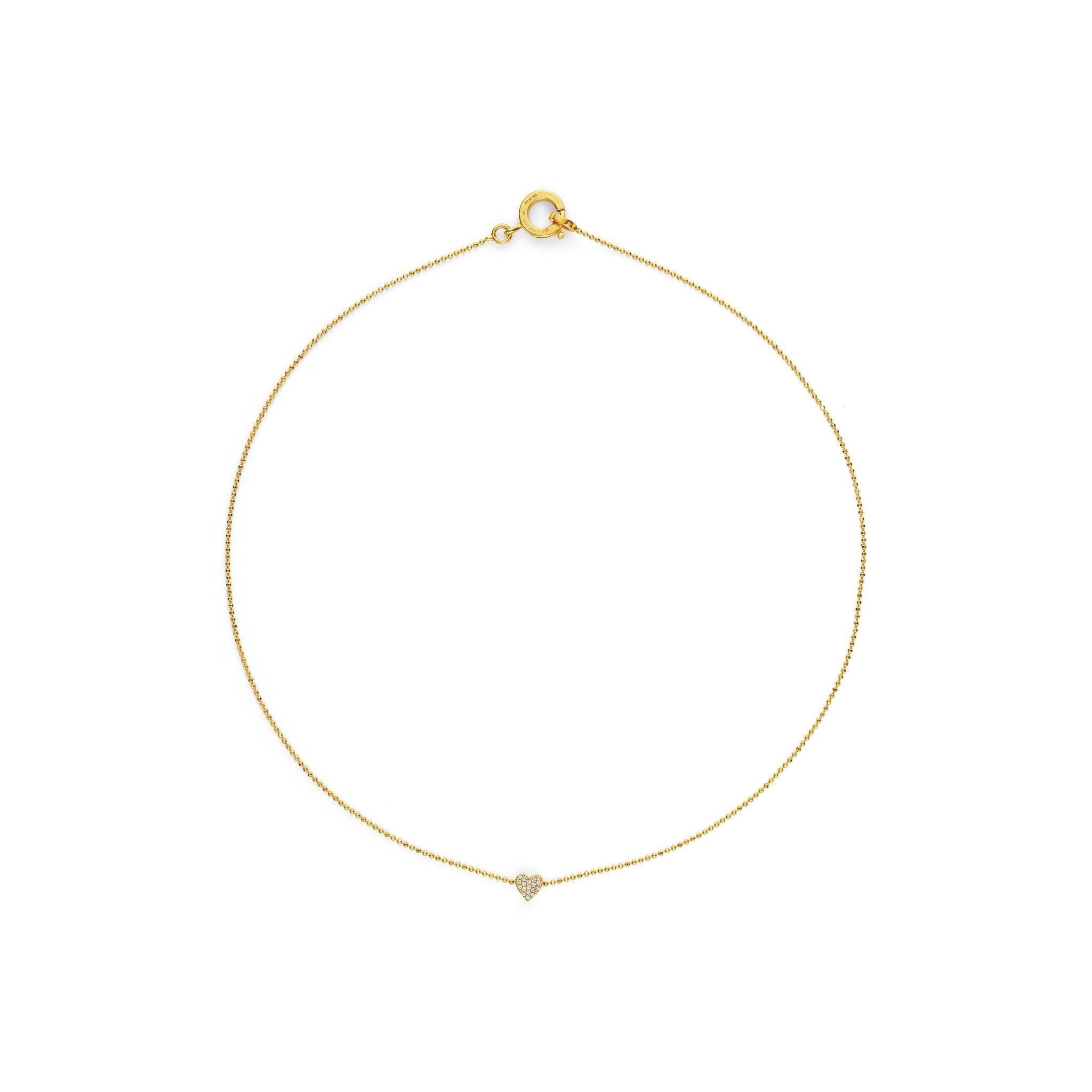 Yellow Gold Endless Heart Necklace with .08 carats White Diamonds - Cadar