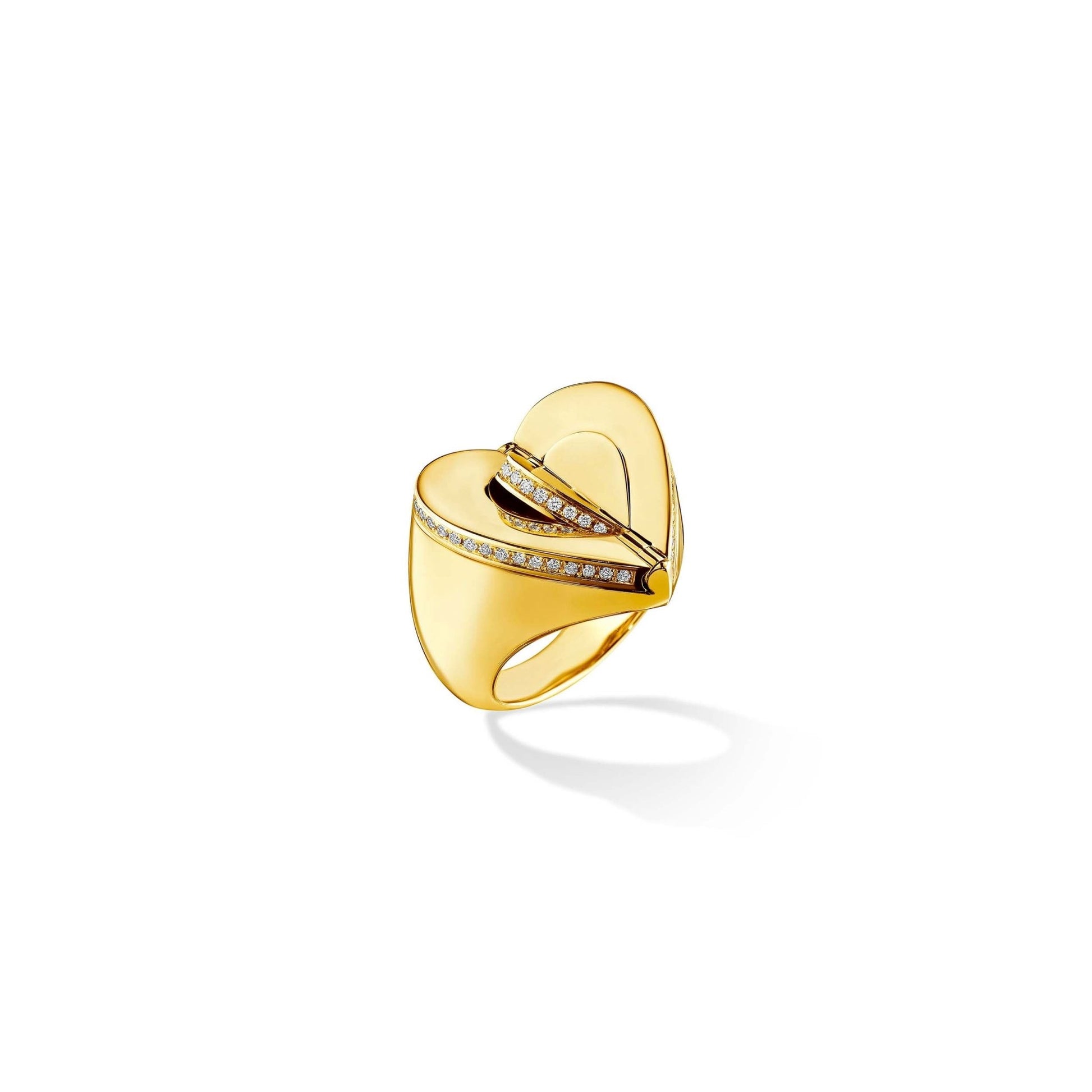 Yellow Gold Endless Pinky Ring with White Diamonds - Cadar
