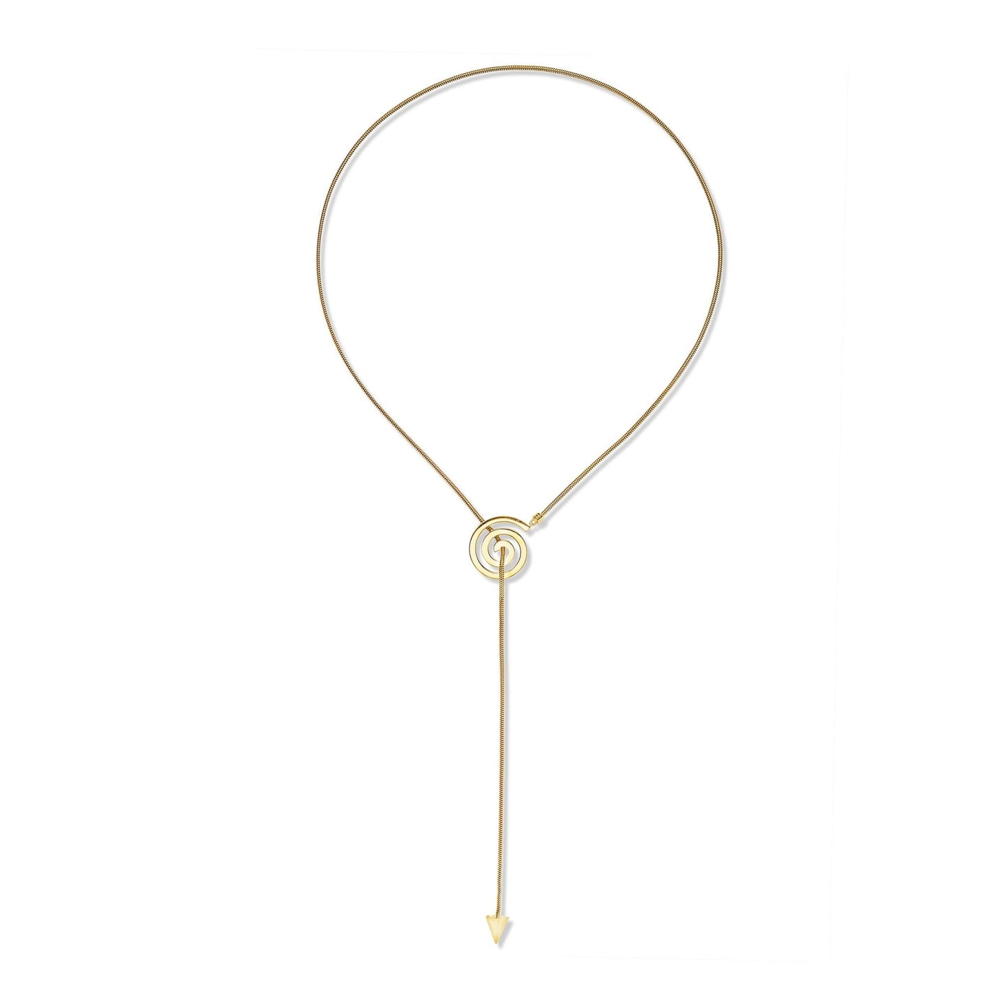 Yellow Gold Essence Spiral Lariat Necklace - Cadar