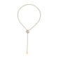 Yellow Gold Essence Spiral Lariat Necklace with Pave Diamonds - Cadar