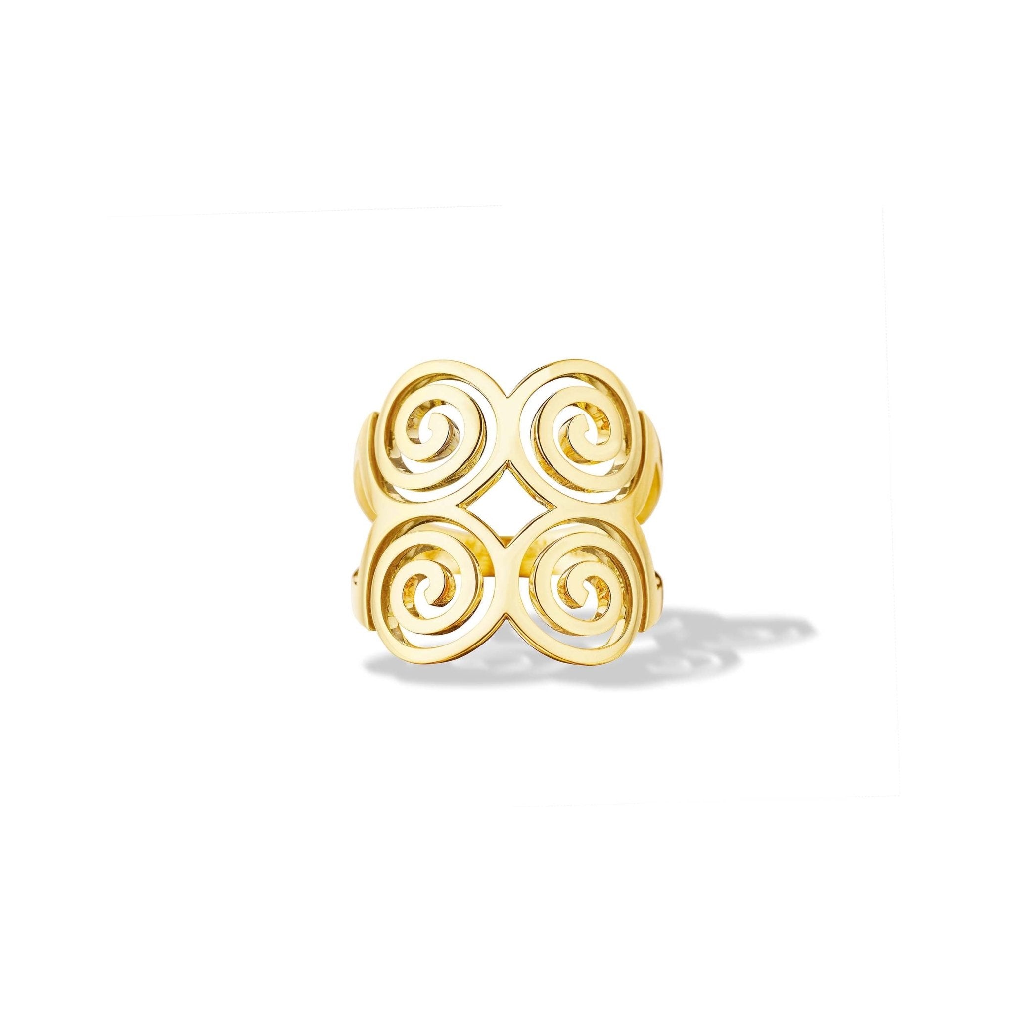 Yellow Gold Essence Statement Spiral Ring - Cadar