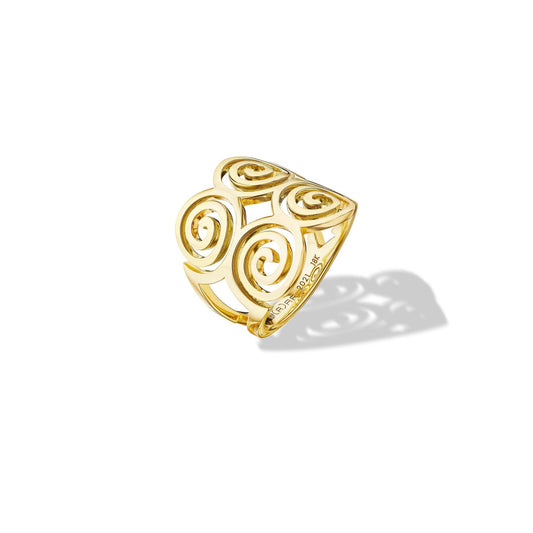 Yellow Gold Essence Statement Spiral Ring - Cadar