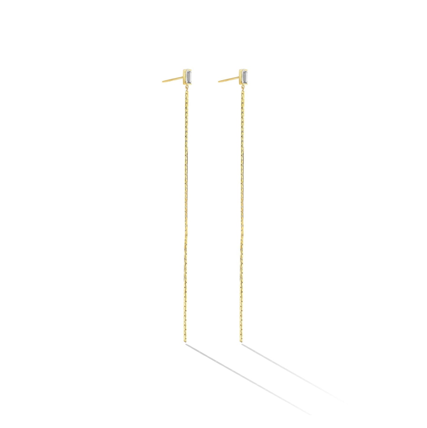 Yellow Gold Light Drop Earrings with White Diamonds - Cadar