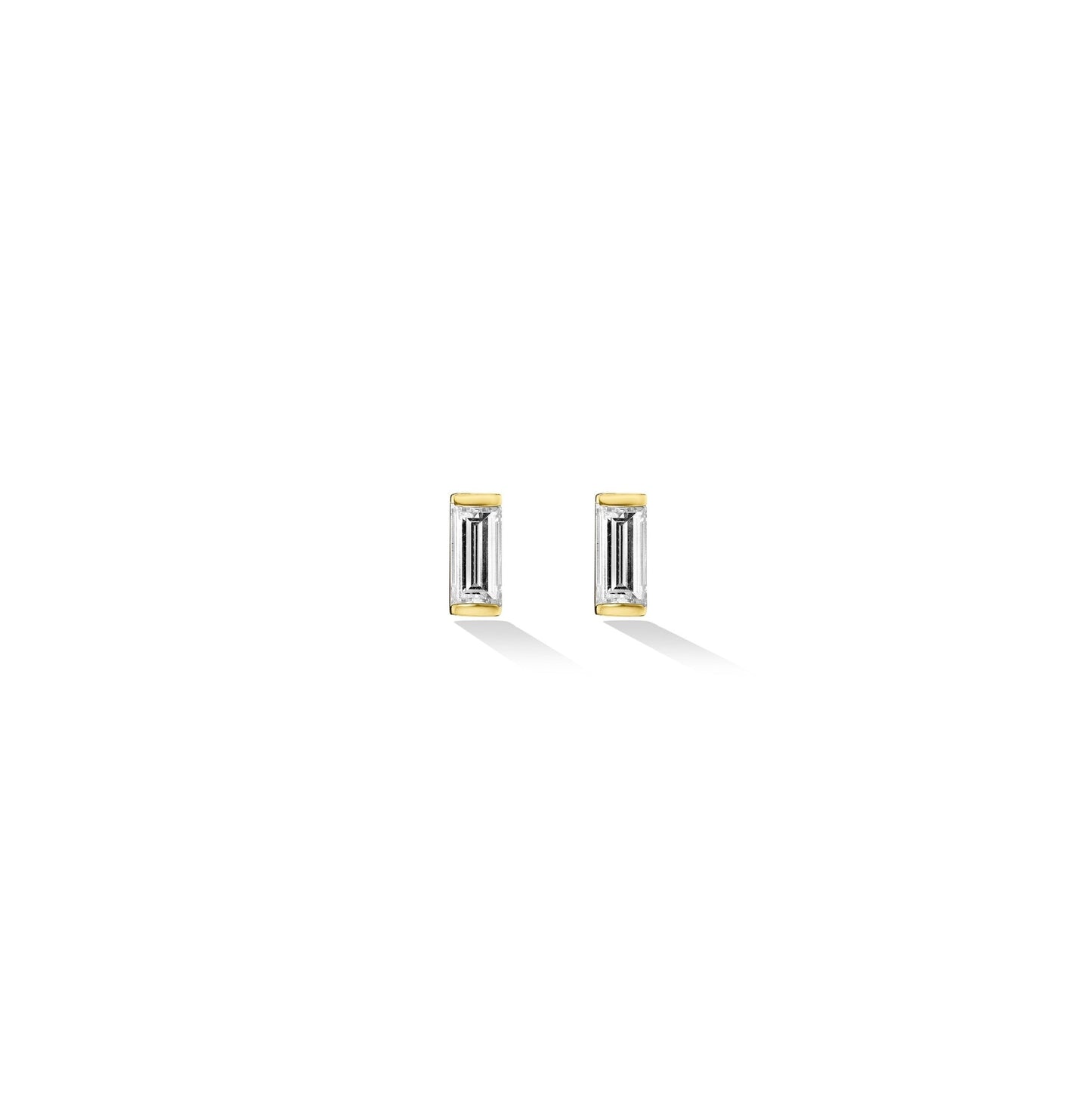 Yellow Gold Light Stud Earrings with White Diamonds - Cadar