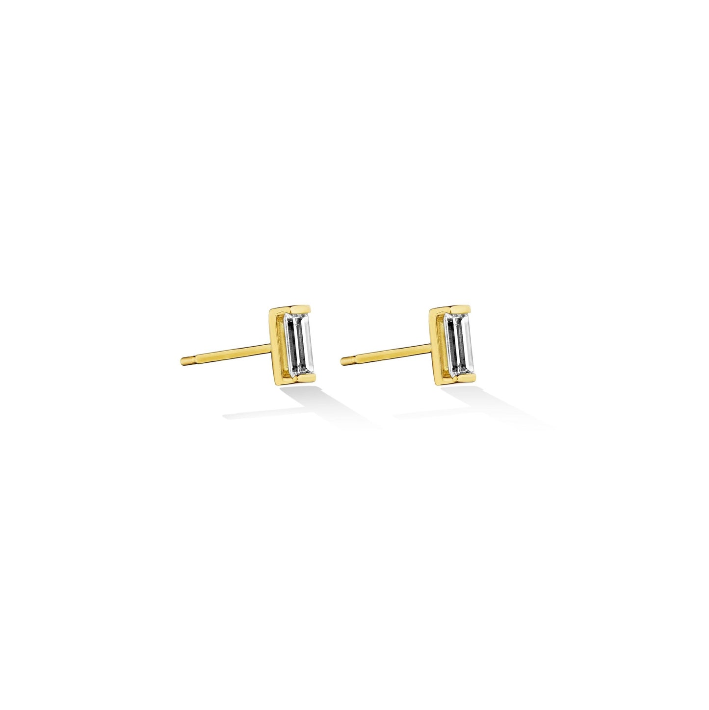 Yellow Gold Light Stud Earrings with White Diamonds - Cadar