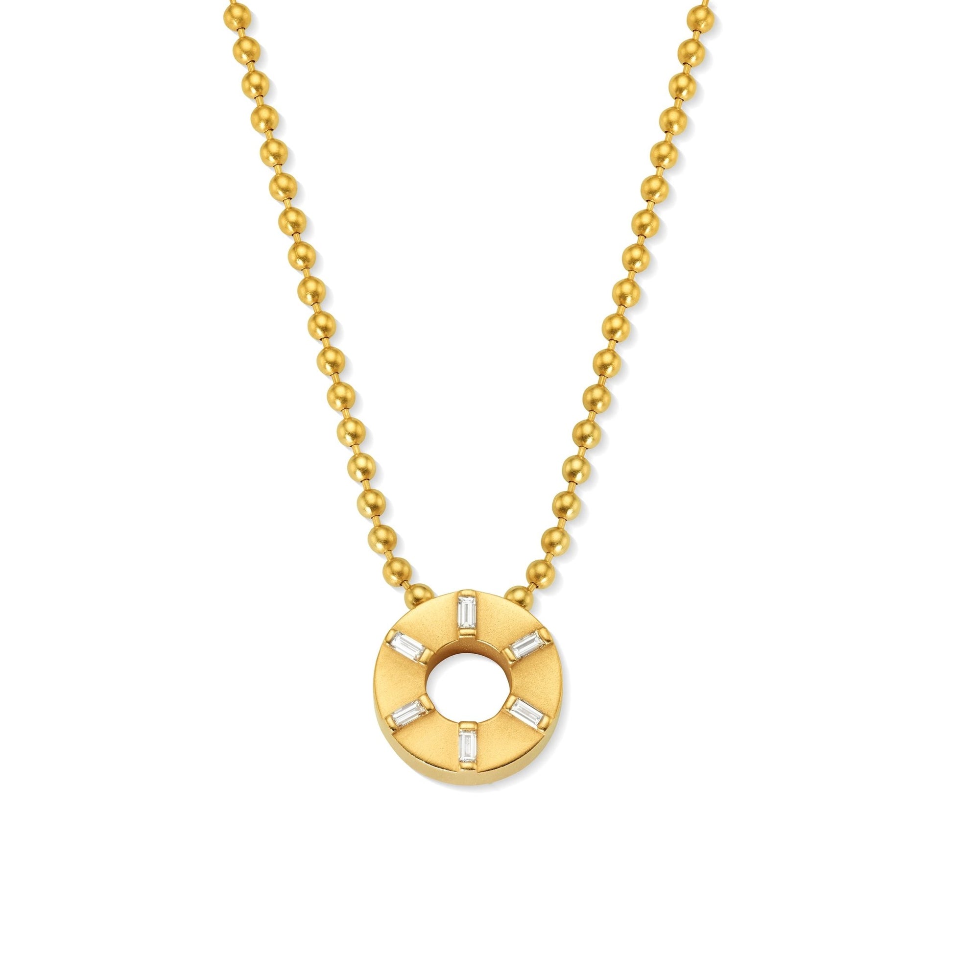Tiffany T Pendant in 18K Gold with Baguette Diamond