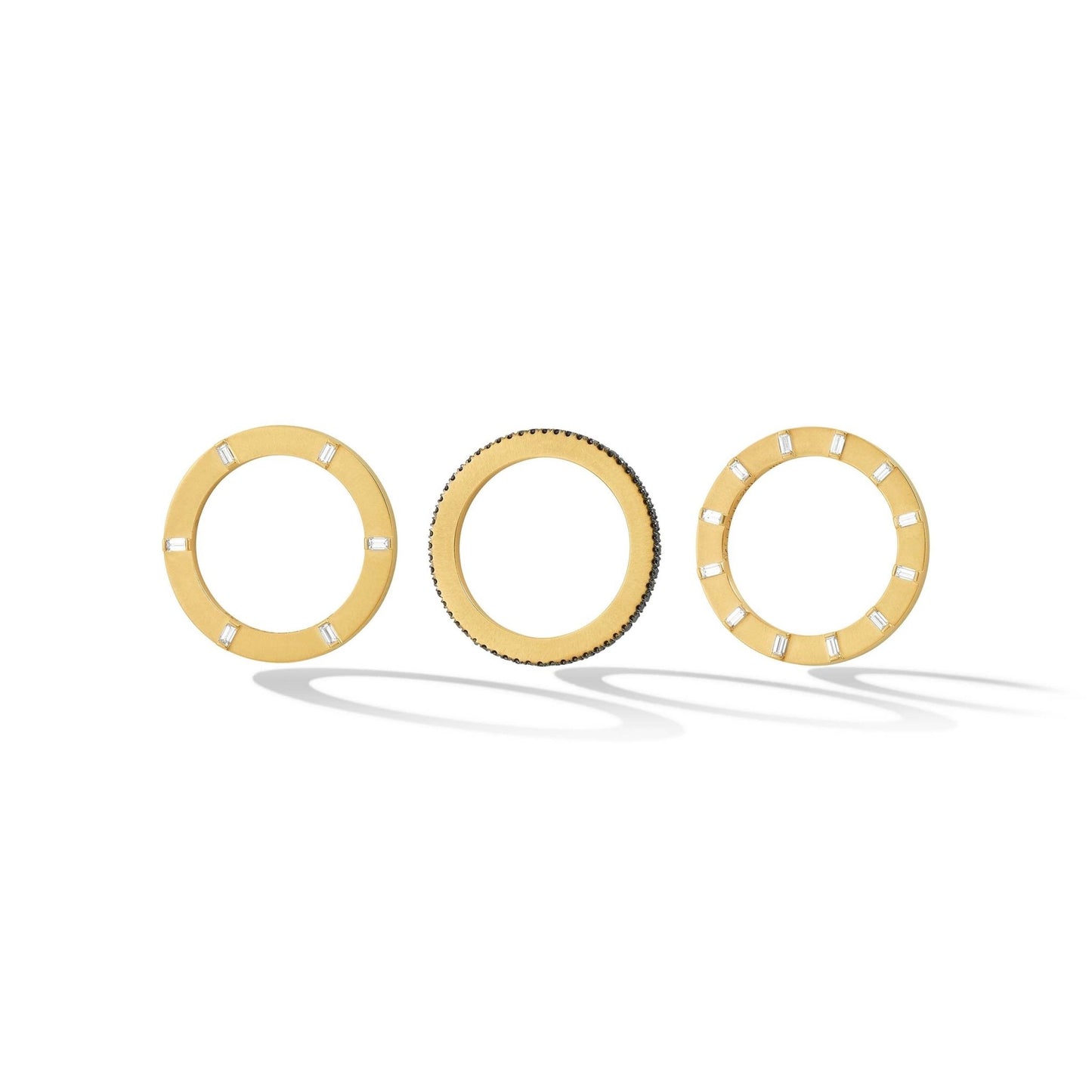 Yellow Gold Mainly Men Prime Stacking Ring with White Diamonds - Cadar