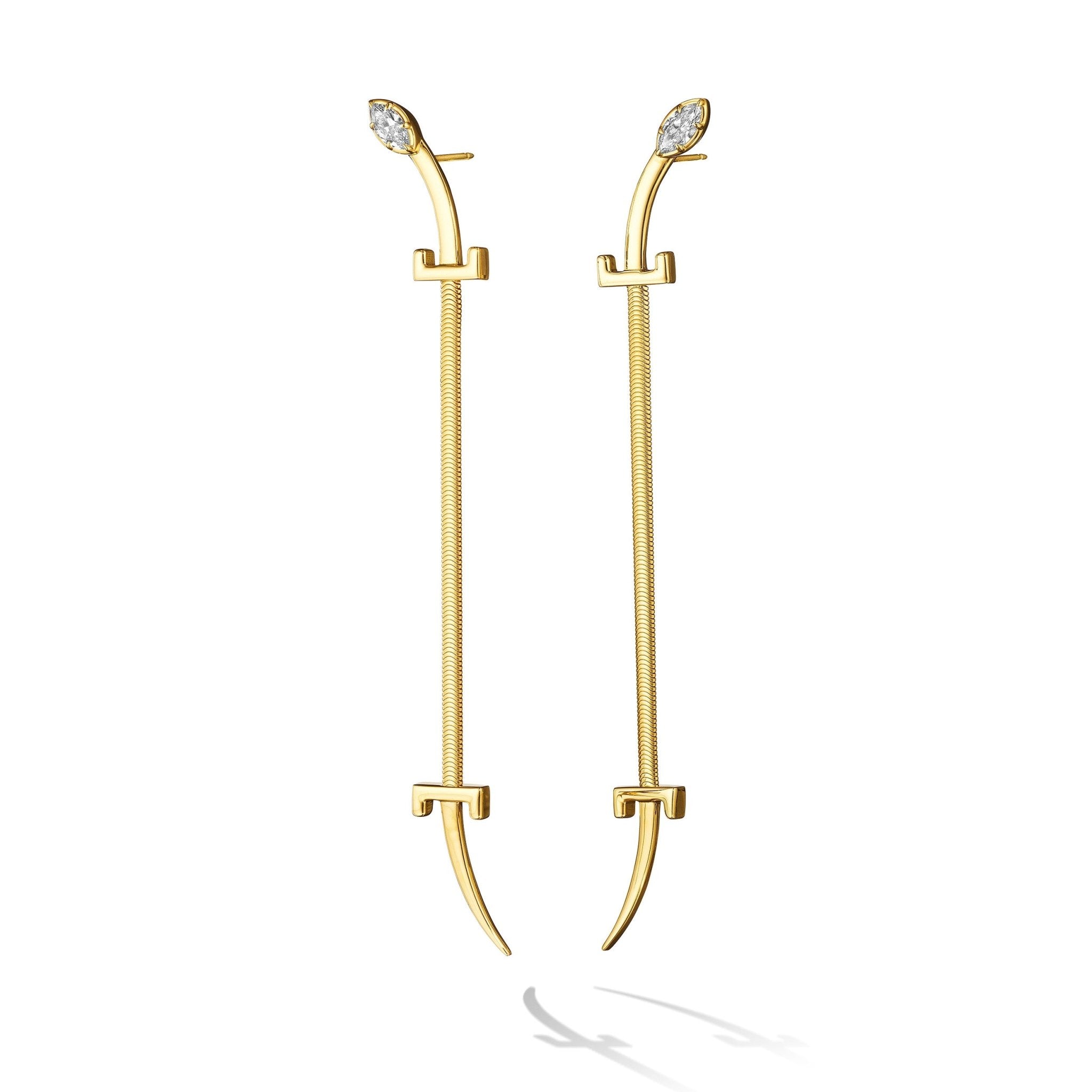 Yellow Gold Origin Drop Earrings with Diamonds - Cadar