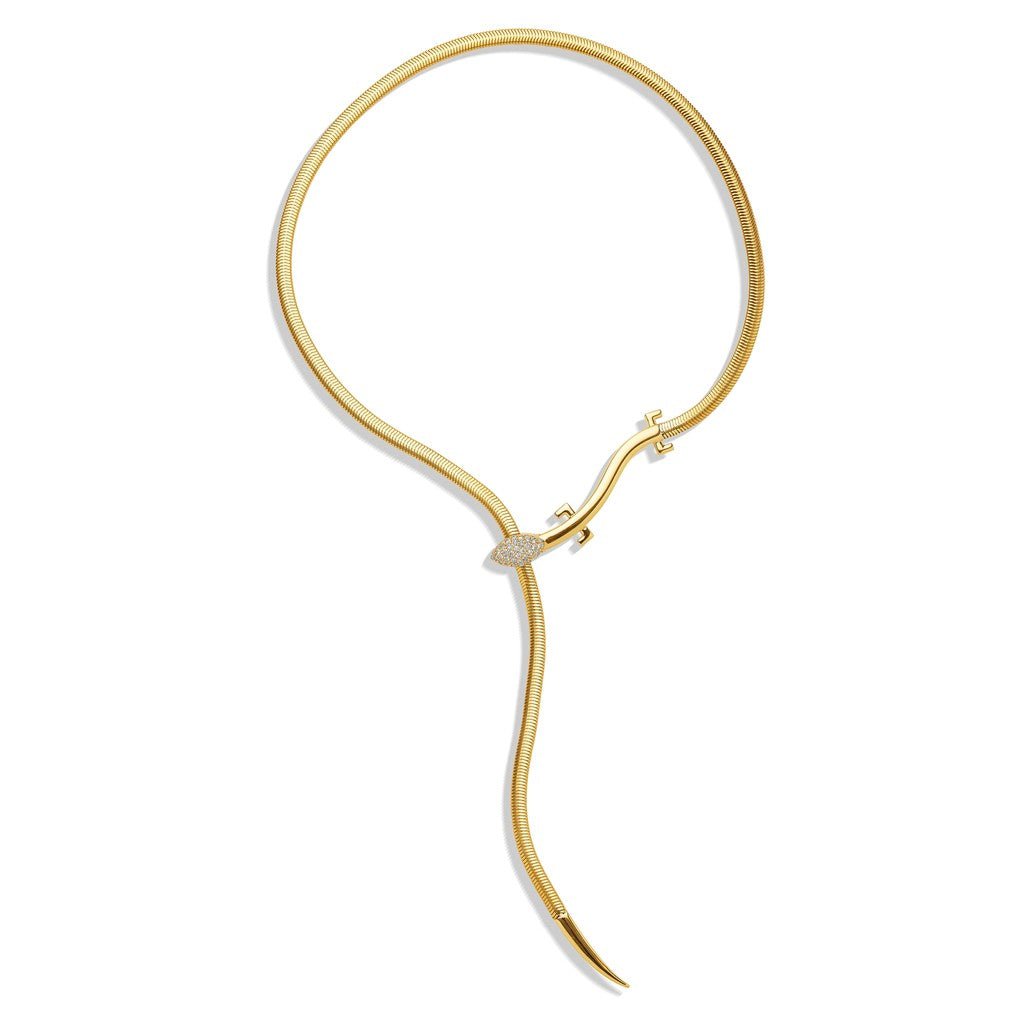 Yellow Gold Origin Lariat with Pavé Diamonds - Cadar