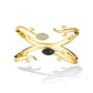 Yellow Gold Origin Statement Cuff Bracelet with White and Black Pave Diamonds - CADAR
