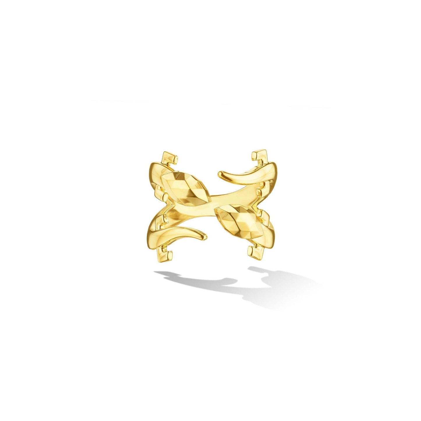 Yellow Gold Origin Statement Ring with Facets - Cadar