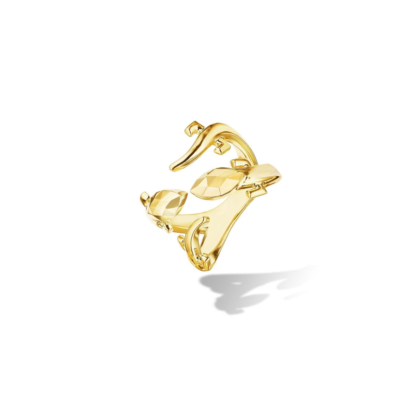 Yellow Gold Origin Statement Ring with Facets - Cadar