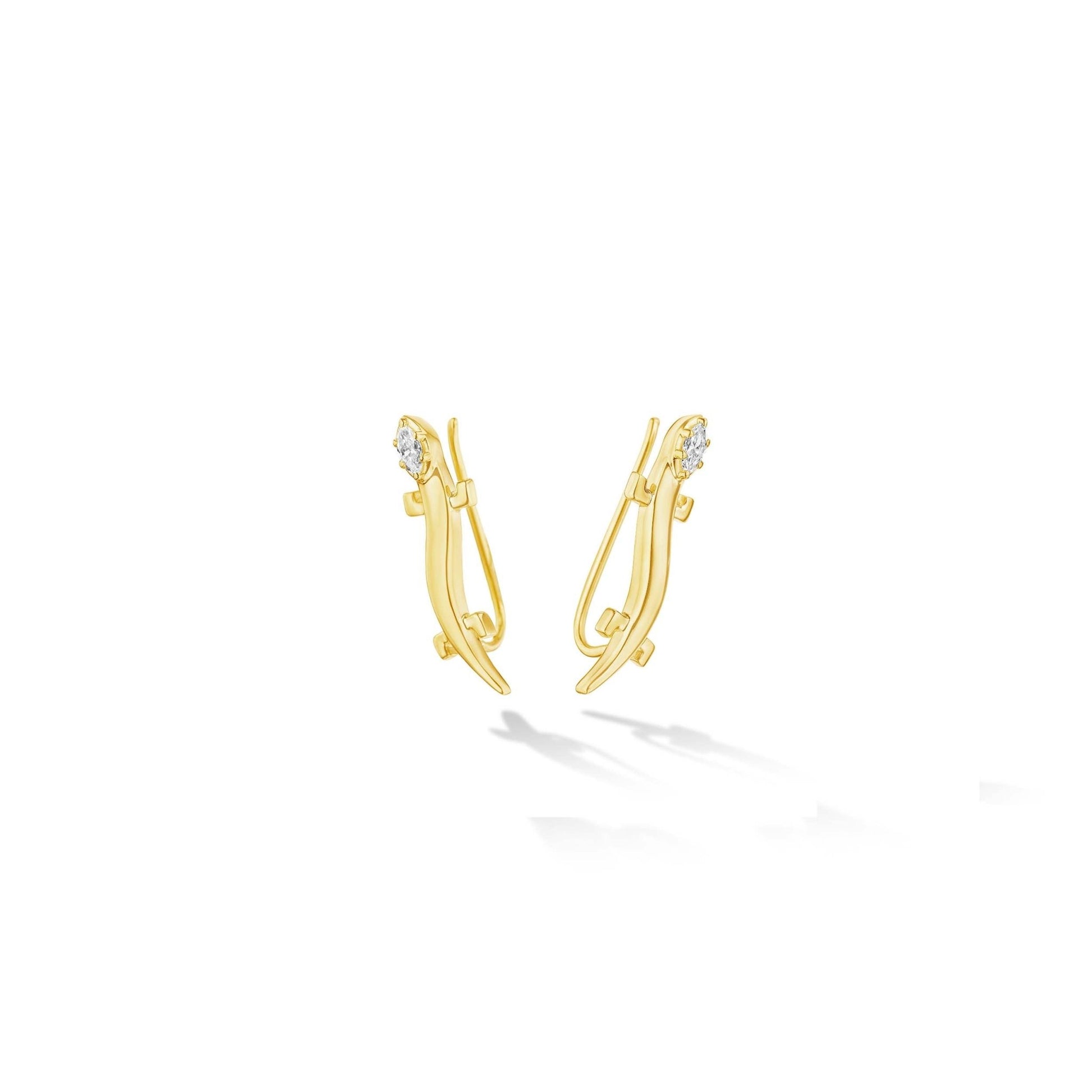 Yellow Gold Origin Stud Ear Climbers with Diamonds - Cadar