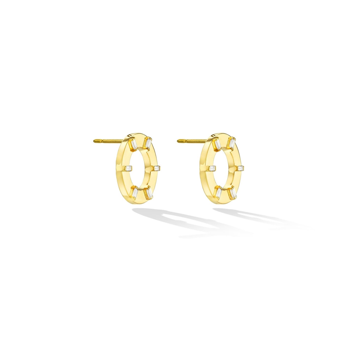 Yellow Gold Prime Unity Stud Earrings with White Diamonds - Cadar