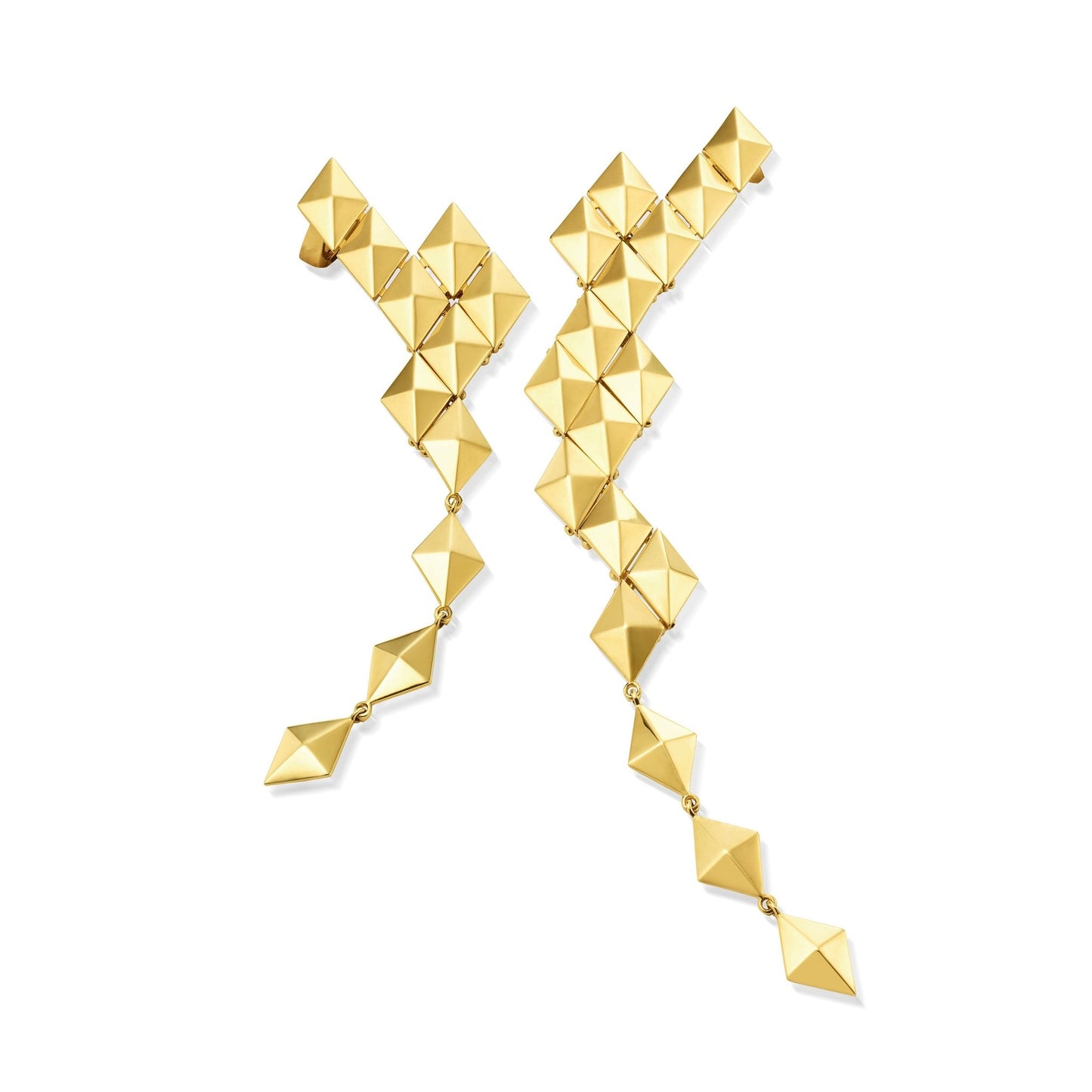 Yellow Gold Python Asymmetrical Drop Earrings - Cadar