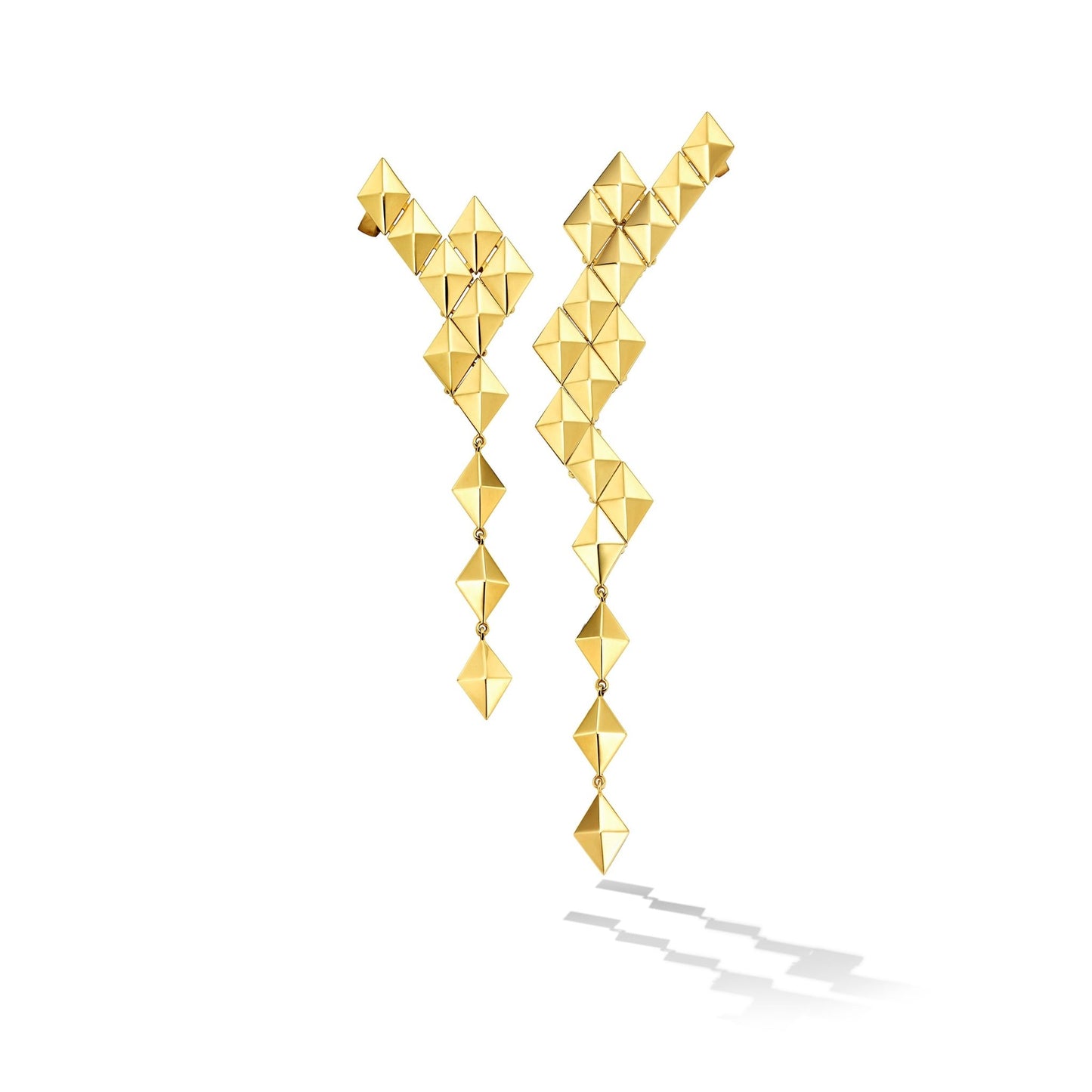 Yellow Gold Python Asymmetrical Drop Earrings - Cadar