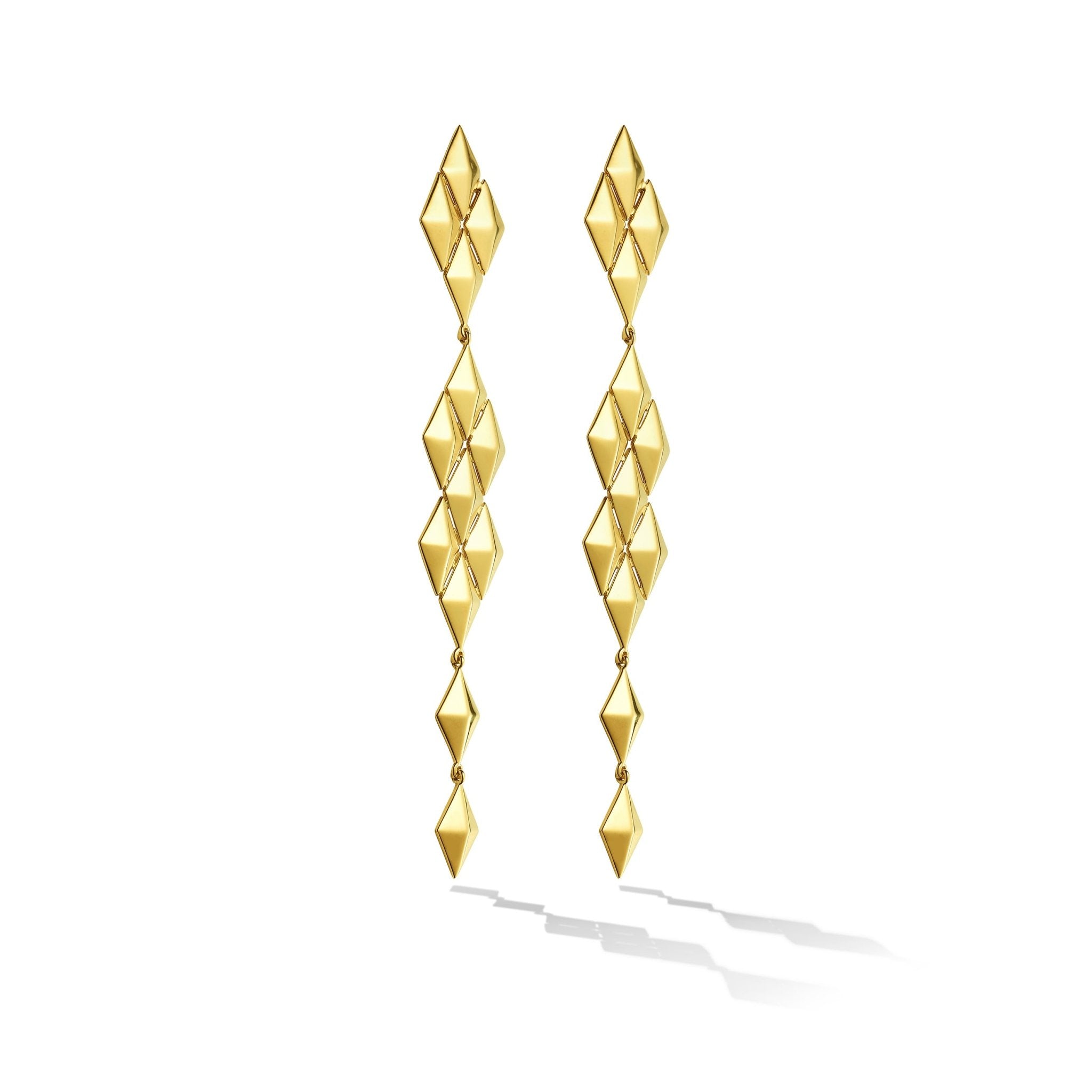 Yellow Gold Python Clip On Symmetrical Drop Earring - Cadar